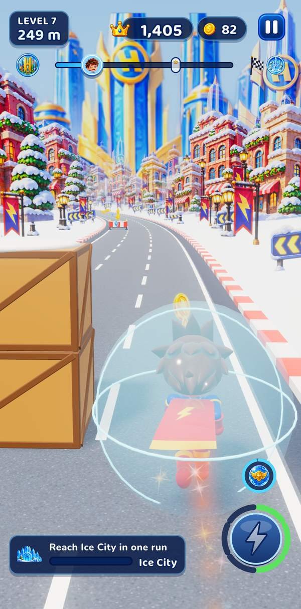In-game screenshot of a Shield up: one bump, no problem